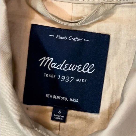 Madewell Women’s Double Breasted Cotton Front Button Trench Jacket Size Small - Picture 3 of 6